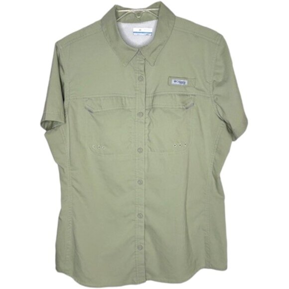 Columbia Lo Drag Short Sleeve PFG Fishing Shirt - Sage Green - L - Picture 1 of 8